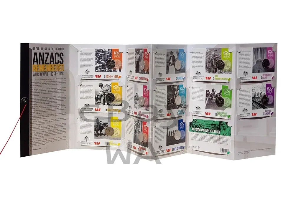 2015 Official Coin Collection - Anzacs Remembered WW1 1914-1918 (No Poppy Dollar