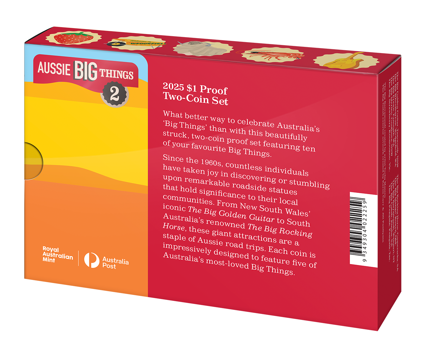 Aussie Big Things 2 Box Proof Set of 2 Australian $1 One Dollar 2025 Coins - UNC