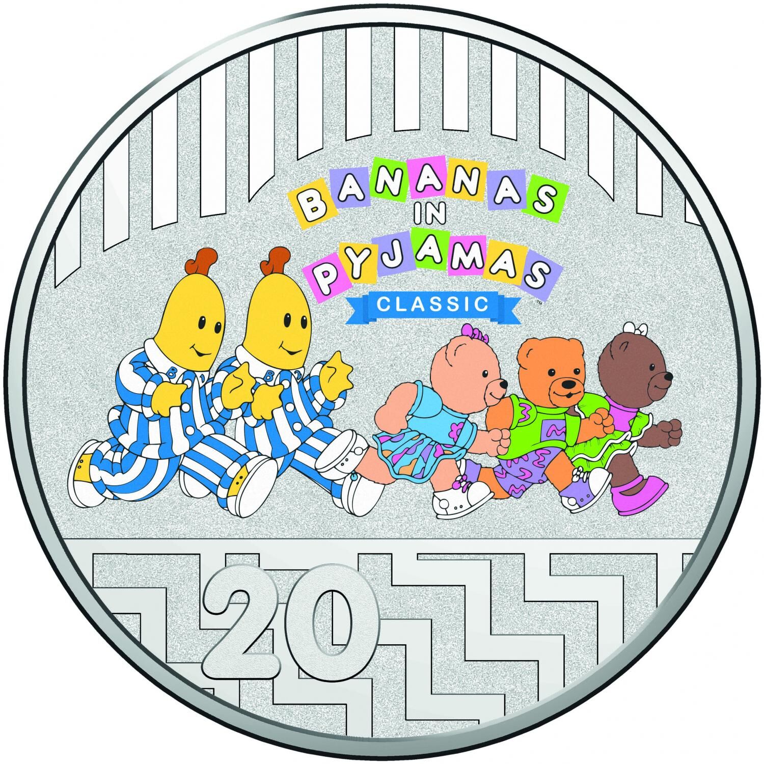 2017 Bananas in Pyjamas - 20c $ 5c coin Coloured Frosted Uncirculated Two Coin S