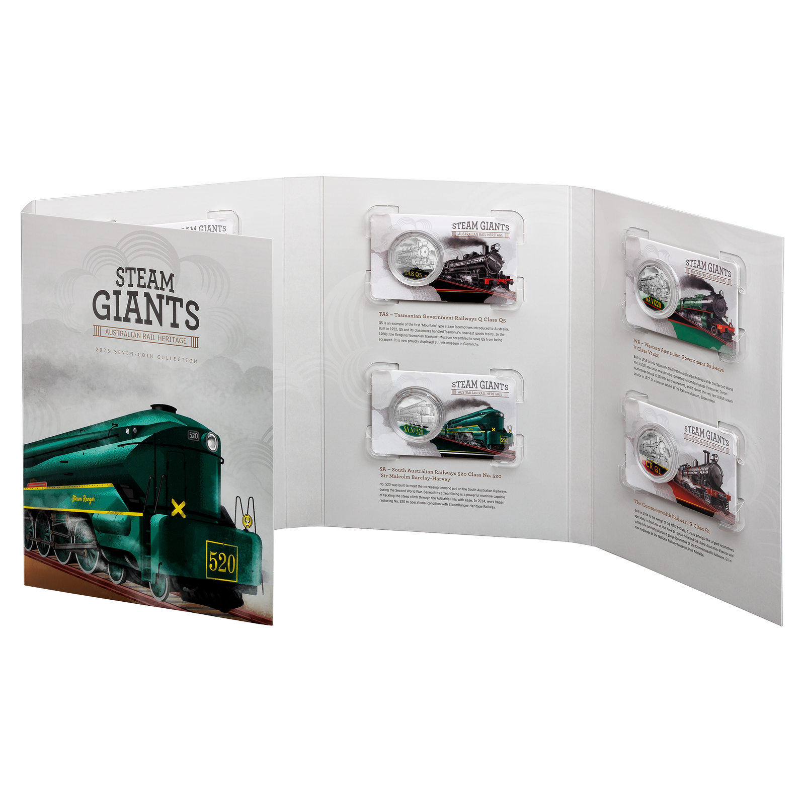 2025 50 cent Steam Giants - Australian Rail Heritage - Seven Coin Coloured UNC C