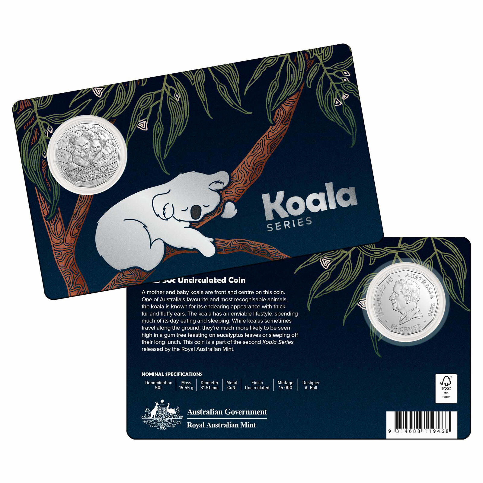 Koala Series - Uncirculated Coin 2025 50c Uncirculated Coin 2025