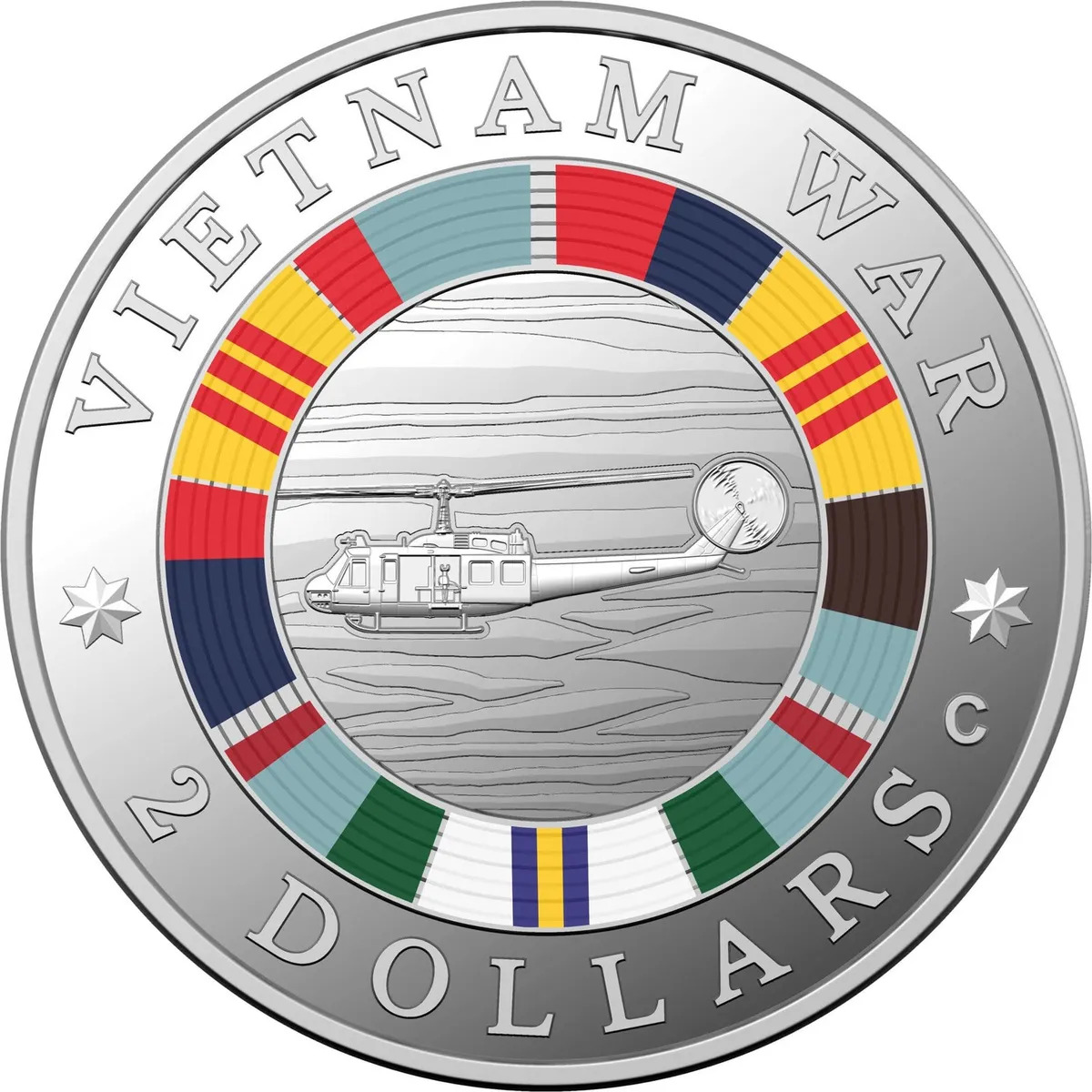 $2 2023 Vietnam War Coloured Silver Proof coin 50 year aniversary