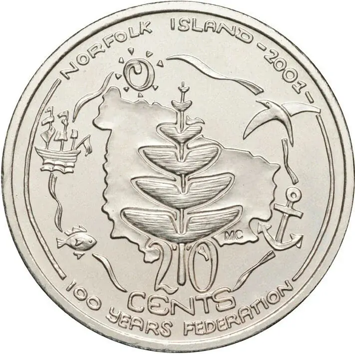 20c 2001 Centenary of Federation Norfolk Island Lightly Circulated Aus Twenty Ce