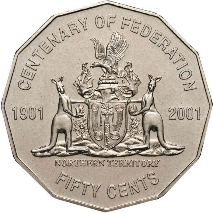 50c 2001 Northern Territory " NT" Centenary of Federation AUS Coin Fifty Cent
