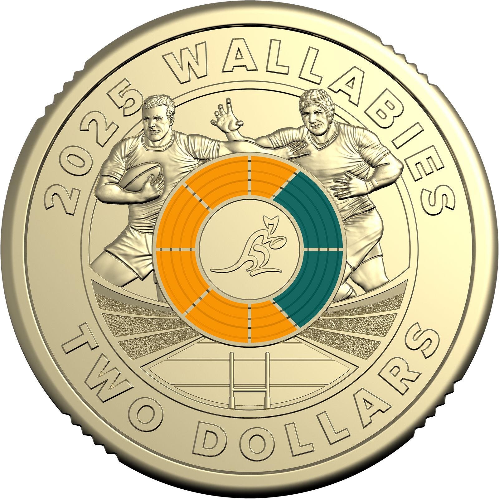 2025 $2 Coloured Two-Coin Set - Rugby Australia Wallabies and Wallaroos