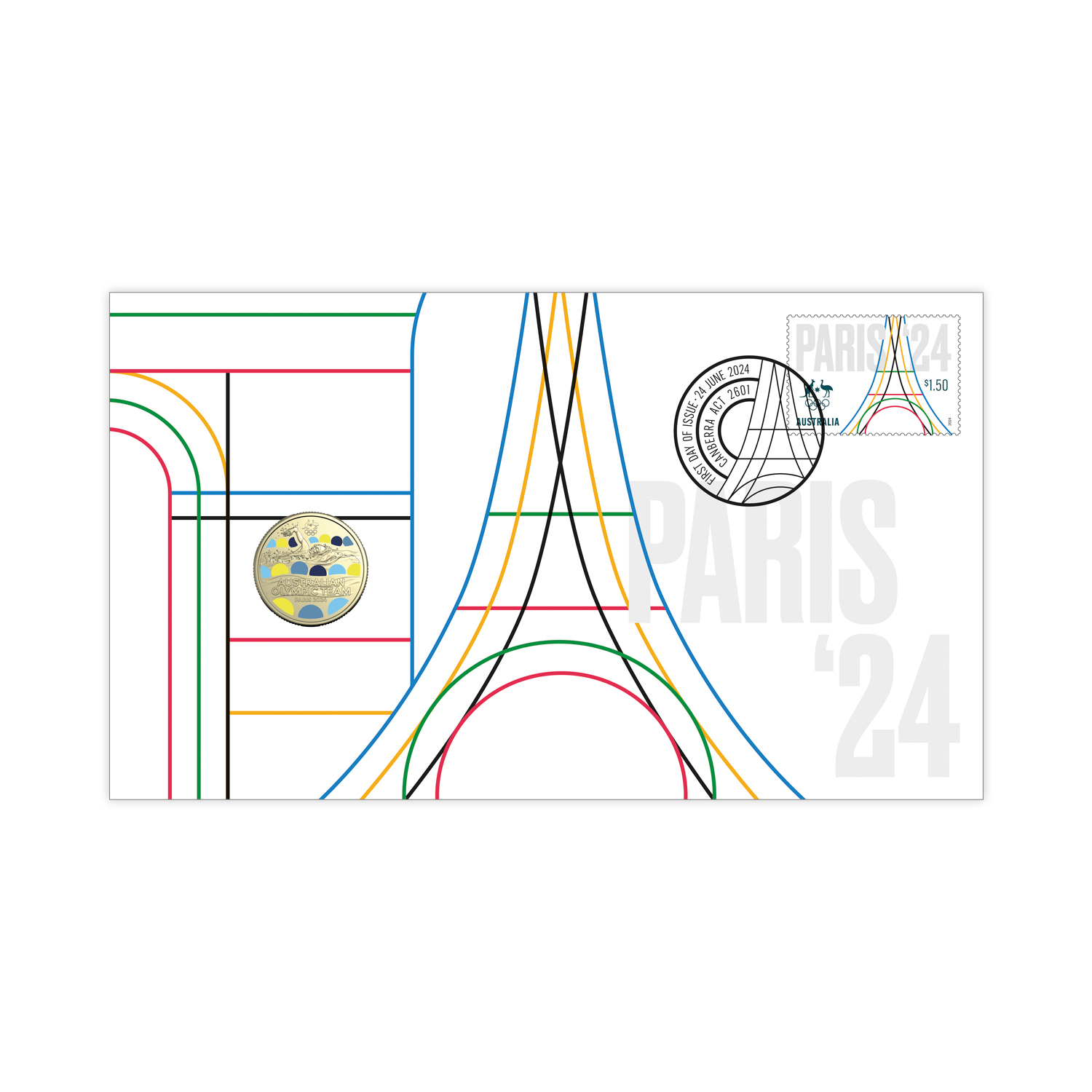 $1 coin Paris 2024 Olympic Games — 2024 Australian Olympic Team Postal Numismati